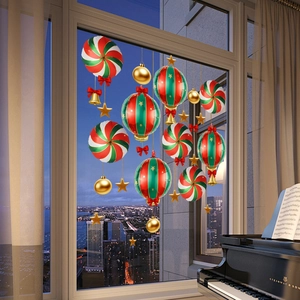 Festliche Weihnachtsfensterbilder mit Ballons Sternen und Glocken für gemütliche Dekoration