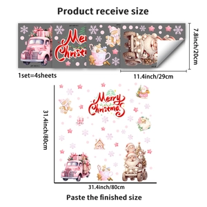 Stickers de Noël 3D Père Noël rose pour décoration festive de vitrine de magasin