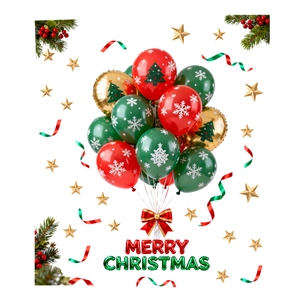 Christmas balloon set with Merry Christmas foil letters and snowflake latex balloons