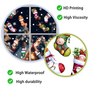 Detail showing waterproof HD printing and high viscosity of Christmas window stickers