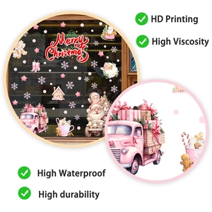 Détails d'autocollants 3D roses du Père Noël montrant l'impression HD et la qualité étanche