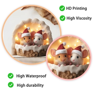 Detailed view showing HD printing and high viscosity of Christmas mouse wall stickers