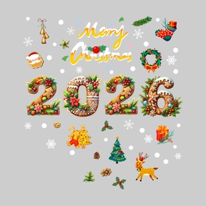 2026 Christmas window static clings featuring gingerbread, reindeer, and snowflakes set