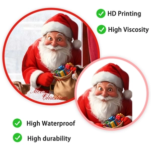 Close-up of waterproof Santa Claus window sticker with high definition printing detail