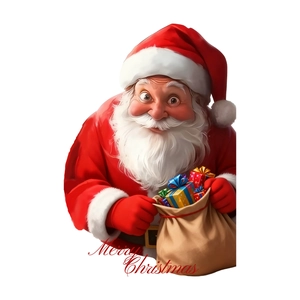 3D Santa Claus wall sticker with colorful gift bag and Merry Christmas text