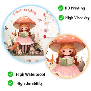 Detail of waterproof cartoon girl wall sticker with high definition printing and high adhesion