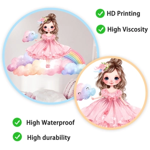 Detail view of HD printing and waterproof texture on a cartoon girl wall sticker