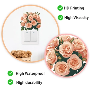Detail of rose wall sticker featuring HD printing and waterproof floral decoration