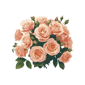Romantic champagne rose wall sticker with green leaves for living room wall decoration