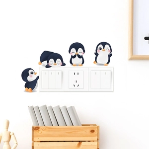 Cartoon Pinguin Lichtschalter Wandaufkleber Niedliche Tier Abziehbilder Für Schlafzimmer Wohnzimmer Kinderzimmer Dekor PVC Aufkleber