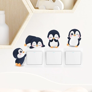 Süße Cartoon-Pinguin-Lichtschalter-Wandaufkleber für Schlaf- und Wohnzimmerdeko