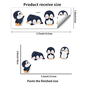 Niedliche Pinguin Wandtattoo Set für Schlafzimmer Deko mit vier süßen Motiven