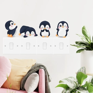 Niedliche Pinguin Wandtattoo Aufkleber für Lichtschalter im gemütlichen Wohnzimmer Deko