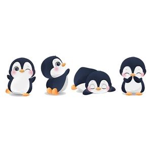 Set mit vier süßen Pinguin-Wandaufklebern für Schlaf- und Wohnzimmerdekoration