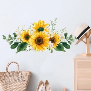 Pastoral Sunflower Wall Stickers Waterproof PVC Floral Decals For Living Room Bedroom TV Background Home Decor Stickers