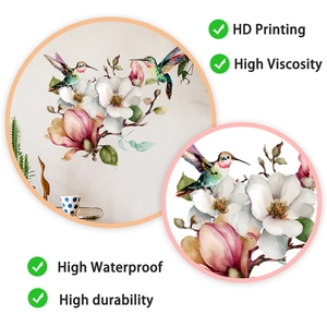 Détails des stickers muraux colibri et magnolia avec impression HD et texture imperméable