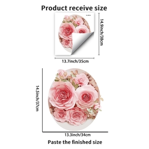 Adesivo per coperchio WC con rose rosa impermeabile per decorare il bagno
