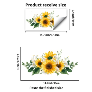 Sunflower wall stickers for TV background with receive and finish size dimensions