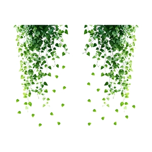 Green hanging leaf static glass decals for windows and living room wall decoration