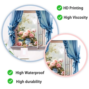 Detail of waterproof wall sticker with HD printing of roses and high viscosity adhesive