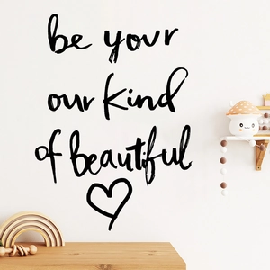 Sticker Mural Citation Motivante Be Your Own Kind Of Beautiful Cœur Noir Dessiné à la Main PVC Décoration Intérieure DIY