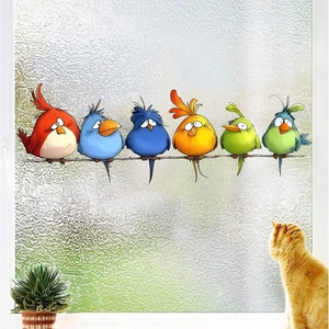 Colorful cartoon bird window static stickers for glass decoration with nature-inspired design