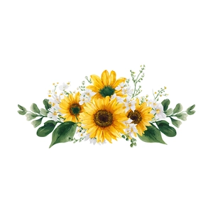 Watercolor sunflower wall stickers with green leaves for home living room decor