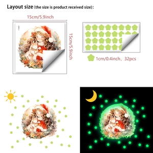 Luminous Christmas wall stickers with deer and stars for bedroom night decoration