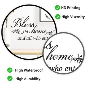 Macro detail of HD printed Bless This Home wall decal showing high viscosity texture