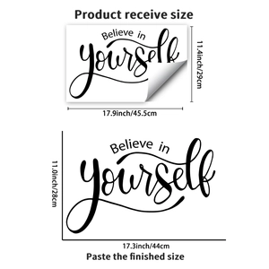 Believe in yourself wall sticker inspirational quote vinyl decal dimensions 44x28cm