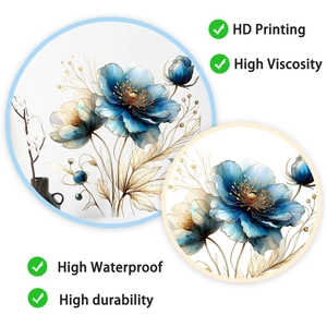 Détails d'autocollants muraux à fleurs bleues avec impression HD et propriétés imperméables