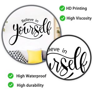 Detail of Believe in yourself wall sticker showing HD printing and waterproof quality