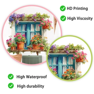 Detail of high definition printed floral window wall sticker with waterproof feature