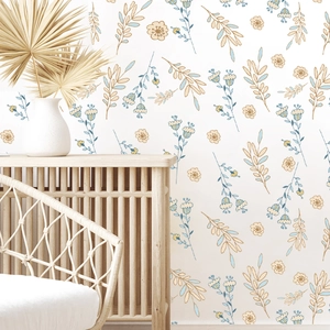 Self-adhesive PVC floral wallpaper featuring small blue flowers for home wall decoration