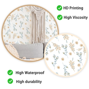 Detail showing HD floral PVC wallpaper with high viscosity and waterproof features