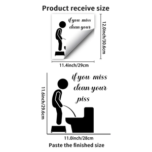 Sticker toilette amusant silhouette if you miss clean your piss déco 29x30cm
