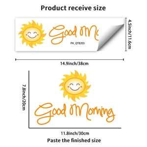 Sticker mural soleil souriant avec texte Good Morning pour chambre d'enfant en PVC