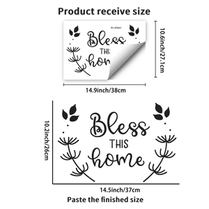 Inspirational Bless This Home wall decal with floral accents for home and office decor