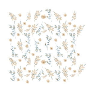 Self-adhesive PVC wallpaper with vintage floral pattern in beige and blue tones