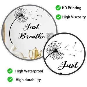 Detail of waterproof HD dandelion wall decal showing high viscosity adhesive texture