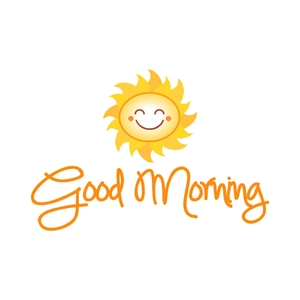 Sticker mural soleil avec visage souriant et texte Good Morning pour chambre enfant