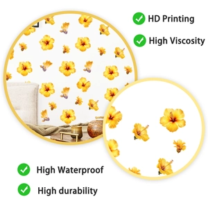 Detail showing high-definition hibiscus wall stickers with waterproof and durable texture