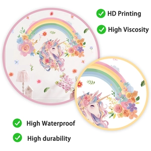 Detail of waterproof cartoon unicorn and rainbow wall decals with high definition printing