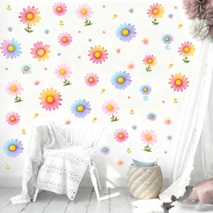 Colorful daisy flower wall stickers for kids bedroom and modern living room decoration