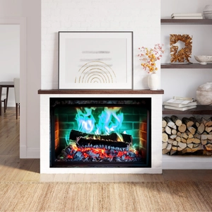 Moderner Wohnzimmer Kamin Wandaufkleber mit realistischer magischer blauer Flamme Dekor