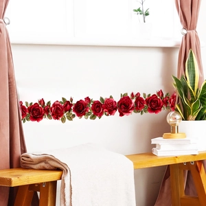 Creative red rose wall stickers for bedroom home decor featuring realistic flower designs