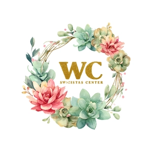 Floral WC toilet door sticker with succulent wreath and watercolor flowers design