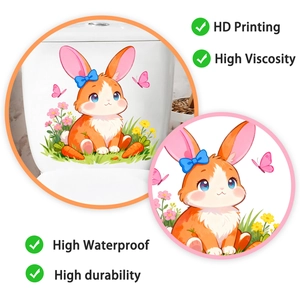 Detailed view of waterproof PVC bunny decals showing high-definition printing and vibrant colors