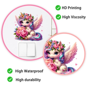 Close-up of waterproof unicorn wall sticker showing HD printing and high viscosity detail