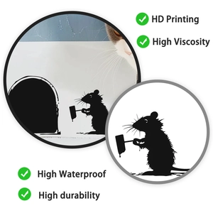 Detail of waterproof mouse hole wall sticker with HD printing and creative black silhouette